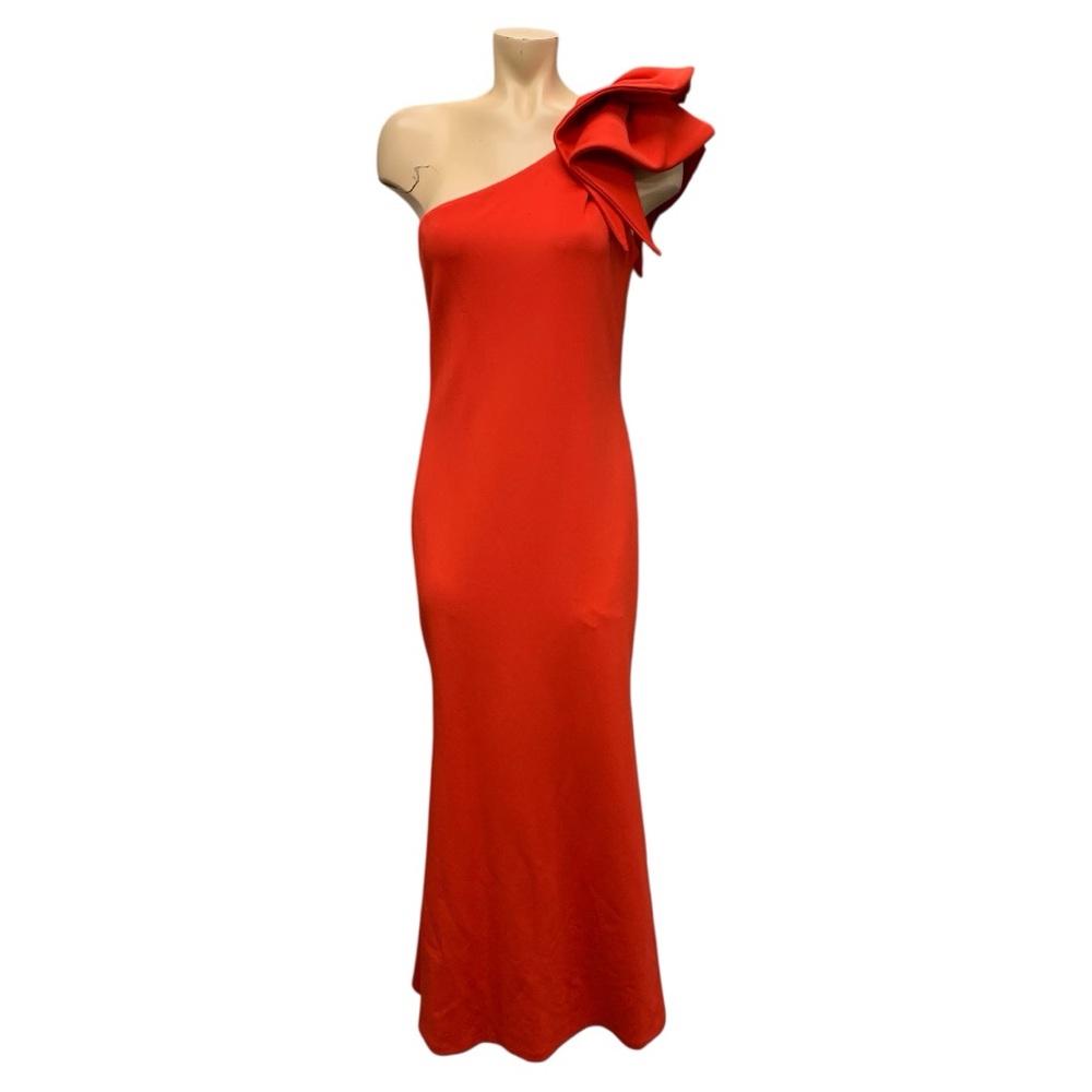 Betsy & Adam Vibrant Red One-Shoulder Dress Size M